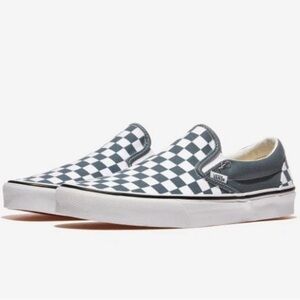 Vans CLASSIC SLIP-ON SNEAKERS GREY Theory Checkerboard Stormy Weather Women 6.5